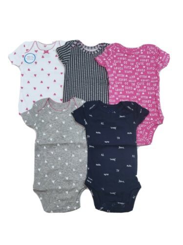 Primary image for Carters 5 Pack Bodysuits Girls Cute and Heart Themes Newborn 3 6 9 or 12 Months