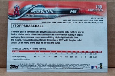 2018 Topps Shohei Ohtani Complete Set Image Variation #700 Angels RC Rookie Item image 4