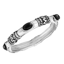 Tribal Chic Black Onyx Balinese-Inspired Sterling Silver Ring-7 - £13.73 GBP