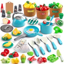 90Pcs Kids Kitchen Toy Accessories, Toddler Pretend Cooking Playset With Play Po - £34.06 GBP