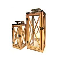 Classical Timber &amp; Metal Candle Holder Lantern - Set of 2 - £70.18 GBP