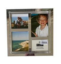 Silver Tone Collage Photo Frame New Holds 4 Pictures Family Easel or Han... - $17.82