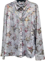 Womens Roper Western Floral Print Long Sleeve Pearl Snap Metallic Shirt M-L ? - £15.73 GBP