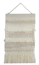 Off White Macrame Tapestry Tassel Modern Handmade Woolen Wall Hanging 16x32" - $44.04