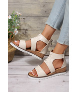 White Crisscross Detail Hollowed Leather Gladiator Sandals - $19.92