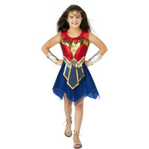 DC Comics Wonder Woman Sequin Dress Halloween Costume, Red/Blue/Gold Size S(4-6) - £25.39 GBP
