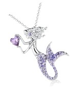 Fashion Mermaid Birthstone Necklace Jewelry White - £46.22 GBP