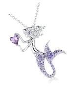 Fashion Mermaid Birthstone Necklace Jewelry White - £43.94 GBP