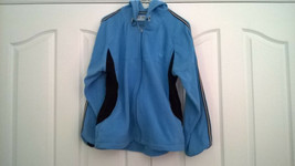 Wilson Light Blue w/ Black Trim Zip-Up Fleece Hooded Jacket - Size M - £13.23 GBP