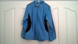 Wilson Light Blue w/ Black Trim Zip-Up Fleece Hooded Jacket - Size M - $319.69 MXN