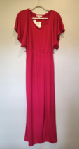 NEW Derek Heart Womens Dress Medium Pink  Maxi Straight Butterfly Sleeve - £9.69 GBP