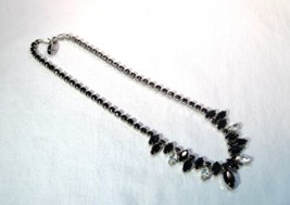 Vintage Signed Weiss Clear Black Rhinestone Choker Necklace K968 - £88.58 GBP