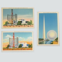 1939 New York Worlds Fair 3 Linen Postcards DuPont Building, Trylon &amp; Perisphere - £11.77 GBP