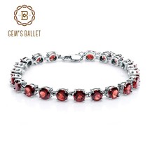 925 Sterling Silver Gemstone Bracelet 22.11Ct Natural Red Garnet Bracelets &amp; Ban - £156.78 GBP