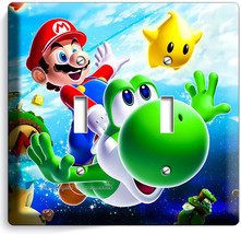 Super Mario Flying Yoshi Galaxy Space 2 Gang Light Switch Plate Game Room Decor - £11.99 GBP