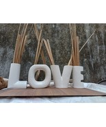 LOVE Sign Pottery White Ceramic Vases Set of 4 pcs Table Valentine Decor for Her - $148.06