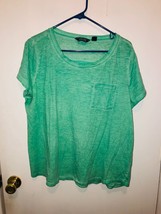 NEW Lands End Womens SZ XL 18 Green Pocket T Shirt Cotton Short Sleeve - £7.78 GBP