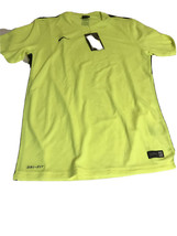Nike Mens Size S Dri Fit Soccer Jersey Activewear Shirt V-Neck Yellow 645500 NWT - £19.50 GBP