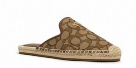 New Coach G4841 Caley Signature Jacquard Espadrille Size 5.5 B Khaki Saddle - £59.08 GBP