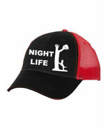 Cap Hat Charcoal Red Mesh Back Dog Picture Coonhound Night Life Coon Hunter - $20.99