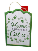 Saint Patrick Day Home is where my Cat Is Wooden Wall Sign, - £12.67 GBP