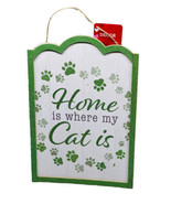 Saint Patrick Day Home is where my Cat Is Wooden Wall Sign, - $314.54 MXN