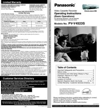 Panasonic PV-V4523S VCR Owners Instruction Manual - $22.24