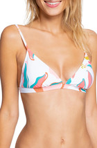 ROXY Bikini Swim Top Classic Triangle White Multi Juniors Size Small $45... - $17.99