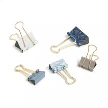 U Brands Ornate Floral Binder Clips Set of 24 Blue Cream Alloy Steel - $254.45 MXN