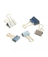 U Brands Ornate Floral Binder Clips Set of 24 Blue Cream Alloy Steel - $254.45 MXN
