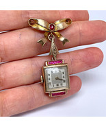 SCRAP GOLD 9K YELLOW GOLD RUBIES BROOCH WATCH ! or RESTORE! - €831,27 EUR