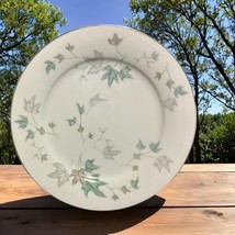 Noritake Greenwood 4-Dinner Plates Ceramic # 5769 Leaves Silver Trim Japan - $48.51