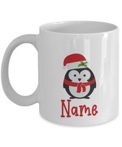 Penguin Mug Personalized With Name Christmas Holiday Winter For Coffee Tea Cocoa - £15.72 GBP