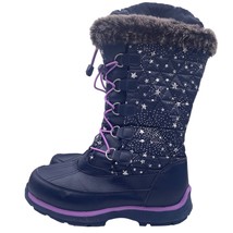 Lands End Boots Winter Insulated Tall Snowflakes Purple Girls Youth 6 - $34.64