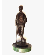 Bronze Golfer Figurine VTG Scottish Golf Outfit Green Marble Base 8&quot; Statue - $135.66 CAD