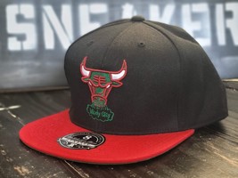 Mitchell &amp; Ness Dynasty Chicago Bulls Black/Green/Red HWC Fitted Hat Men 8 - £33.55 GBP