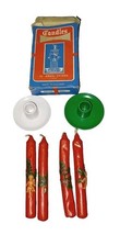 Vintage Hallmark Melamine Candlestick Holders White and Green 1&quot; x 2&quot; - $10.00
