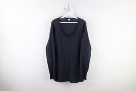 Vintage 90s J Crew Womens Size XL Marled Linen Knit Baggy Fit Sweater Navy Blue - £49.71 GBP