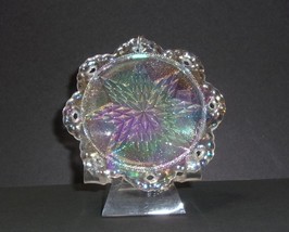 Fenton Glass Crystal Carnival Iridized Snowflake Flat Christmas Ornament - £42.39 GBP