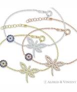 Dragonfly &amp; Evil Eye Turkish Nazar Greek Mati Charm 925 Sterling Silver ... - $467.04 MXN