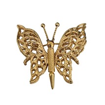 MONET Vintage Gold Tone 3D Double Filigree Textured Brooch Pin - $12.18