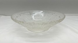 Vintage 8.5” Clear Glass Custard Fruit Berry Bowl With Flower Pattern - £8.63 GBP