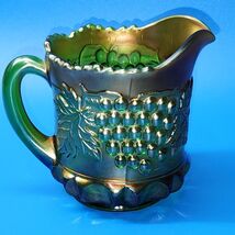 Antique NORTHWOOD Carnival Glass Pitcher GRAPE AND CABLE Emerald Green 4... - $801.56 MXN