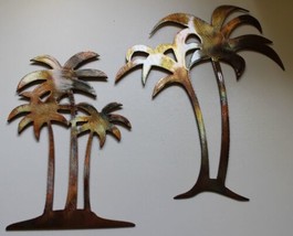 Palm Tree Set Large Pair Metal Wall Art Decor - £87.54 GBP