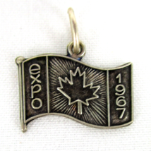 1967 Montreal Canada Expo 67 World&#39;s Fair Sterling Silver Flag Charm Pen... - £15.55 GBP