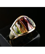 *Women&#39;s 10k Yellow Diamond Gold Multi-Stone Multi-Color Ring Size 6 - $7,278.89 MXN