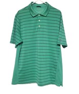 Men&#39;s Chaps Golf Stay Dry Large Green Striped Polo Shirt Embroidered Log... - £7.80 GBP