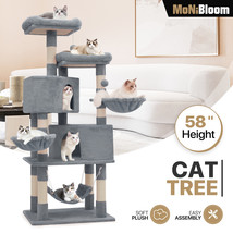 57.5" Cat Tower Kitten Playing Condo House Cat Dog Tree Scratching Post For Rest - £91.39 GBP