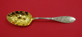 Honeysuckle by Whiting Sterling Silver Berry Spoon Gold Washed 8 1/2&quot; - £204.96 GBP