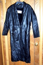 Braefair Leather NY Black Leather Long Coat with Zip in Fur Size M - $135.00